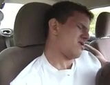 Buddy licking up my cum in the car snapshot 2