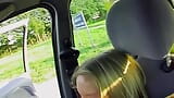 A horny blonde girl from Germany sucking a loaded pecker in the car snapshot 11