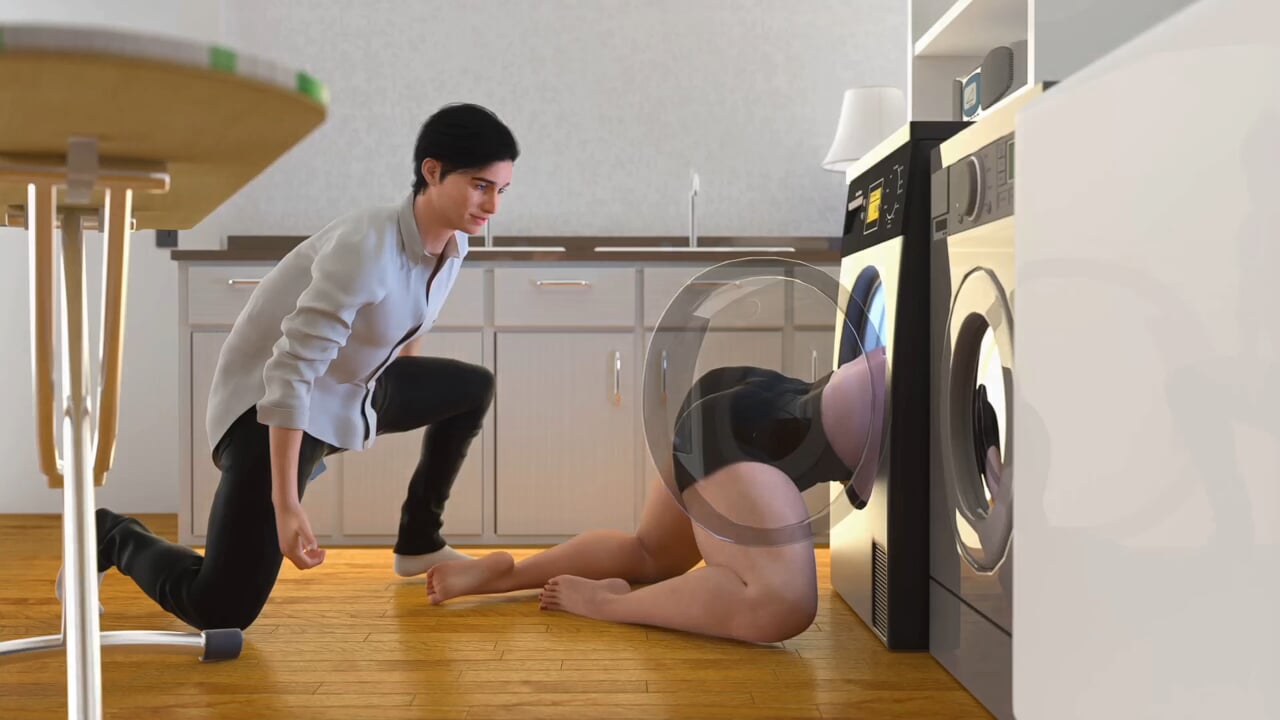 Моя мачуха застрягла в пральній машині - 3d хентай анімаційне порно зі звуком - apocalust
