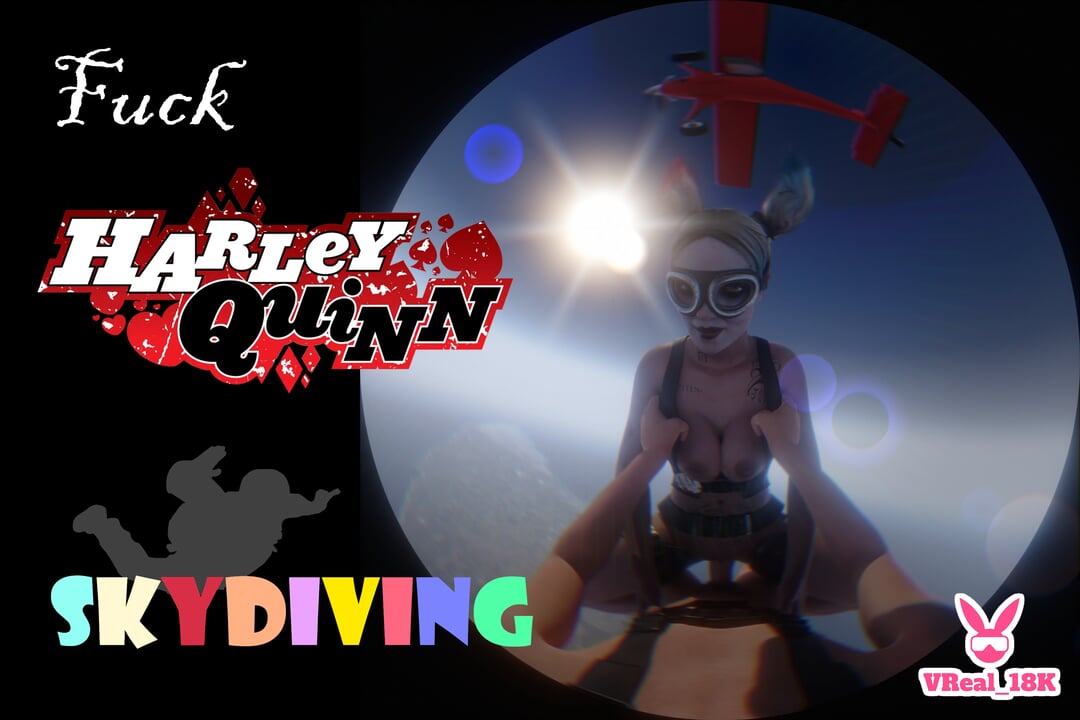 Vreal_18k γαμώ τη Harley Quinn που κάνει ελεύθερη πτώση με αλεξίπτωτο από αεροπλάνο πηδάει και πέφτει κάτω λίγο πριν ανοίξει το αλεξίπτωτο - DC Comics Parod