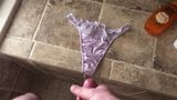 Cumming on Old School Second Skin Satin Thongs snapshot 1