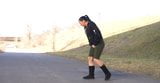 Girl Pissing While Standing In Road snapshot 3