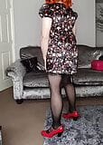 Sexy tv crossdresser in satin babydoll dress and stockings snapshot 2