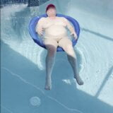 Big belly BBW floating in pool and talking snapshot 1