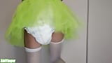 Diaper Sissy Dancing Wearing Her New Green Tutu snapshot 8