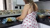 Yummy how my stepmom sucks my dick in the kitchen. snapshot 1