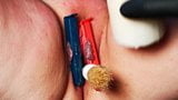 Castigar mis labios y clítoris con cera caliente, pinzas y cepillo snapshot 7