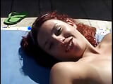 Dirty Latina takes a warm load all over her cute face on a boat snapshot 2