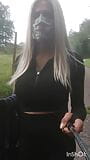 SIssyjenny88 Amateur Crossdresser Huge Big G-Cup Tits Alone Outdoor Walk Part 2 in Tight Leggings Jogger snapshot 3