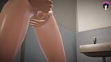 Jerking Off in a Public Toilet - Girl Decided Too (3D HENTAI) snapshot 2