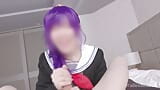 School Uniform Cosplay Femdom handjob anal prostate massage cumshot video. snapshot 7