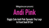 Giggly Cute Andi Pink Spreads Tiny Legs In Front Seat Of Car snapshot 1