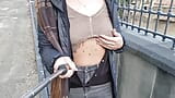 I flash my breasts, change my T-shirt in the middle of the city and walk around showing my tits and erect nipples snapshot 13