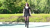 Crossdresser Sissy on windy day outside in short skirt snapshot 5