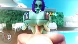 Hete buitenaardse meid in een vaderlandse bikini laat haar enorme tieten vallen rond een trillende pik snapshot 8