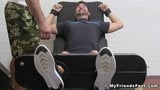 Ticklish muscular jock has toothbrushes tickling his feet snapshot 3