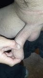 So horny stroking my wet uncut smooth cock and balls snapshot 5