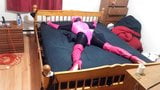 Sissys bed bondage with new belt snapshot 18