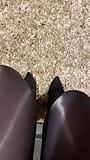 Walking in shiny tights and new heels snapshot 3