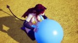 Fată demonică suge o minge săritoare. snapshot 8