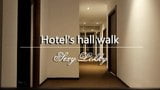 Crossdresser strip & walk thru hotel hall in lingerie snapshot 1