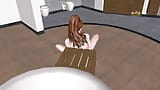 Une vidéo porno 3D animée d’une adolescente assise sur le sol et en train de se masturber avec une carotte. snapshot 3