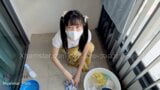 Myanmar Tiny Maid loves to fuck while washing the clothes snapshot 3