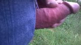 A 74 year old grandfather walking on a dick outdoors snapshot 1