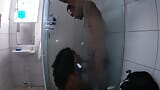 chubby black woman being fucked in the bathroom by her big dick friend and she likes to have sex with him snapshot 15