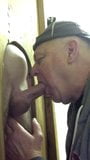 Old guy sucks at his homemade gloryhole snapshot 6