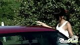 Cute rain gets wet washing car with lesbo snapshot 4