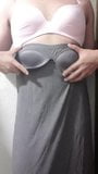 Asian CD Stephy in gray long skirt and pink lingerie snapshot 8