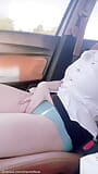 She masturbates in the car and invites a man to touch her pussy. snapshot 5