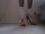 New Red High Heels with Cross Strap snapshot 5