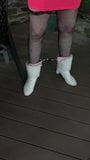Sissy Lucy Tied Up,Blindfolded And Ball gagged BarTerrace snapshot 2