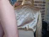 Guy ejeculating on second hand gold nylon jacket - Part 5 snapshot 5