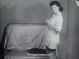 Sexy Mature Lady in Stockings Undresses (1950s Vintage) snapshot 4