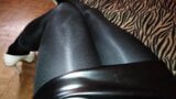 Black pantyhose 70den and leather mini dress snapshot 8