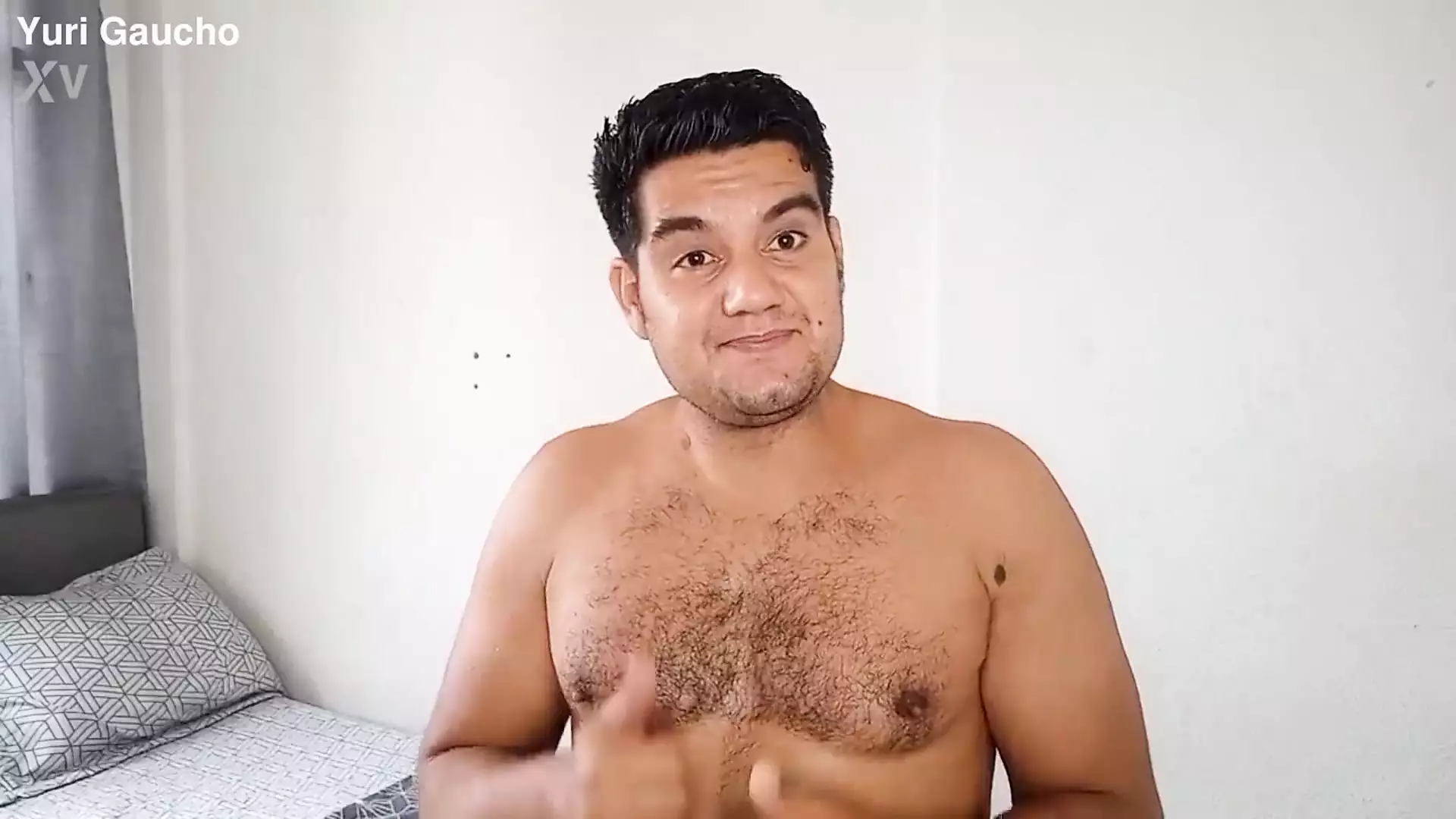 Hairy boy showing your body