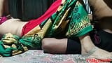 Wife sex in green saree with Hushband friend in night snapshot 6