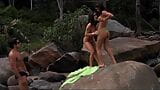 Friends Monica Matos and July Paiva have threesome outdoors snapshot 5