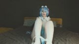 Maid girl rem van re zero ontbreekt en speelt met dubbele dildo - cosplay spookachtige boogie snapshot 9