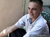 Skinny straight twink masturbates and smokes cigars solo snapshot 4