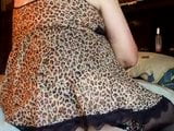 Leopard Lingerie with Black Knobby Vibrator. snapshot 1