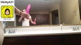 riding pink dildo in mirror before date snapshot 14