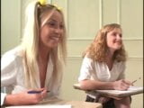 Two blonde naughty girls suck teacher's cock after school snapshot 4