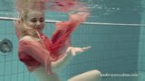 Katya Okuneva strips in her red lingerie underwater snapshot 9