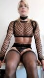 Crossdressing sissy Lana smoking and grooving in sexy lingerie snapshot 2