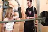 Beautiful French babe gets fucked by two dudes at the gym snapshot 7