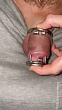 Close up flat chastity cage with urethral plug play snapshot 14